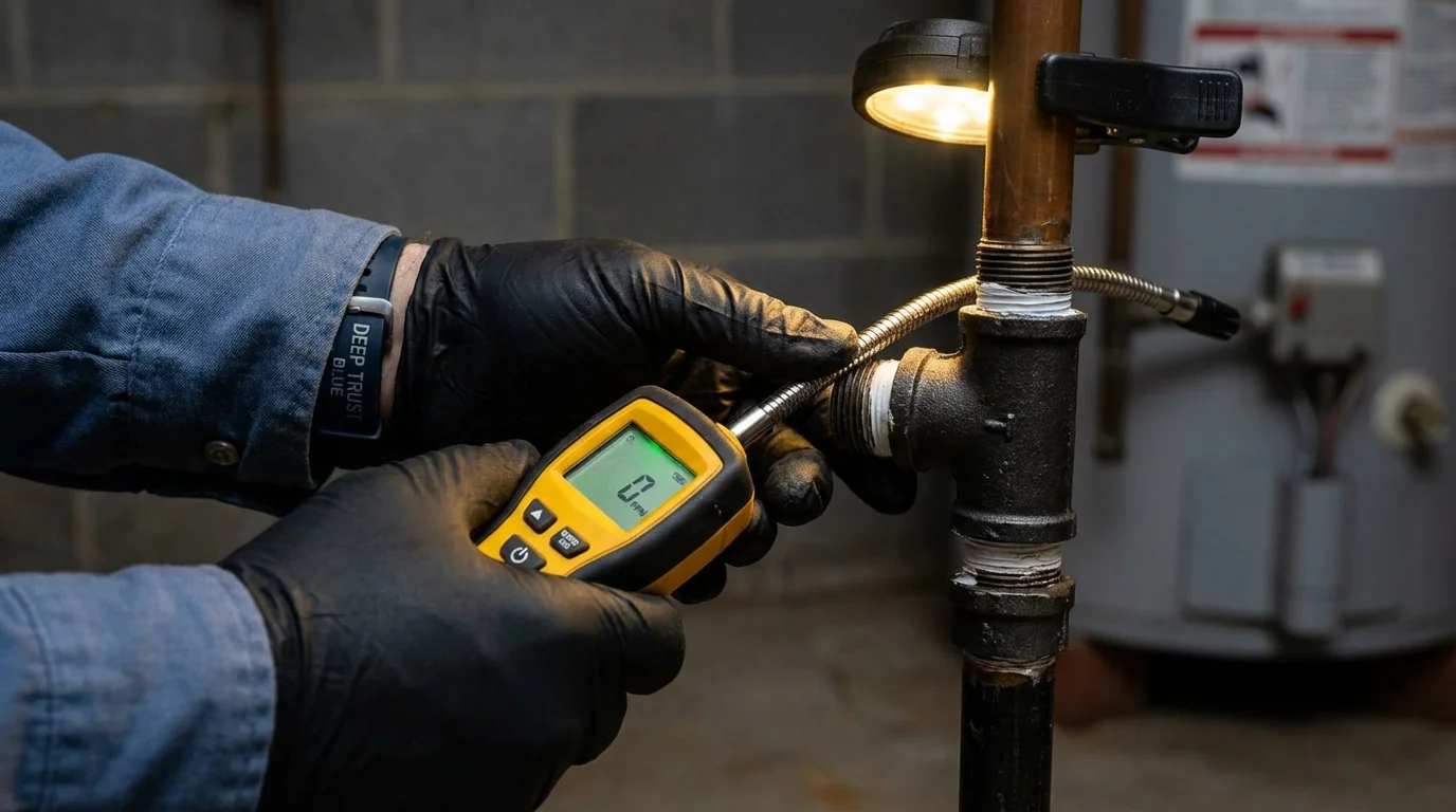 Gas leak detection with electronic sniffer by Johns Plumbing LLC in Coldwater