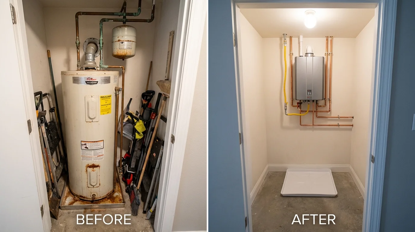 Tank water heater versus wall-mounted tankless unit comparison for Coldwater, OH homeowners