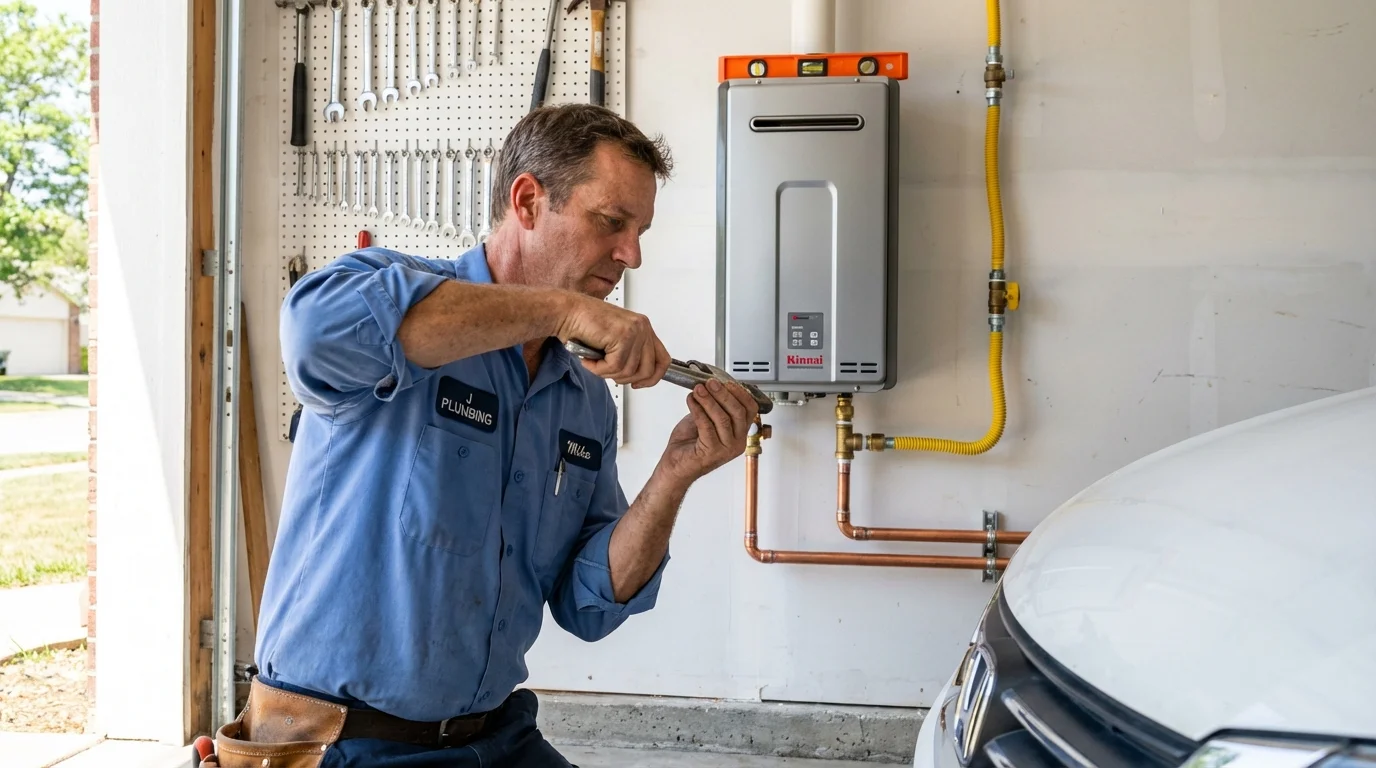 Tankless water heater installation by a Johns Plumbing LLC plumber in Coldwater